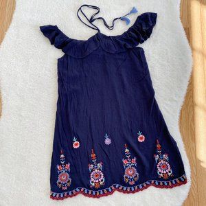Aeropostale, NWOT, Women's Floral Embroidered Shift Dress, Navy Blue, Size M/L